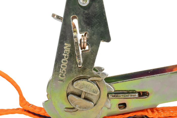 Satz aus vier UNITRAILER 3m/25mm/1t orangefarbenen Transportgurten mit Spannvorrichtung