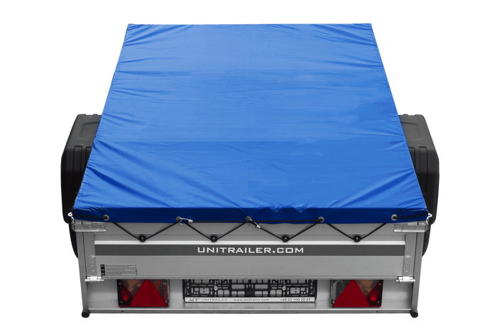 Einachsanhänger mit Aluminiumseitenwänden 200x125 Unitrailer Garden 201 KIPP ALU mit H-0-Rahmen und blauer Plane