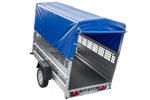 Einachsanhänger 230x125 UNITRAILER FORCE 230 KIPP mit Gitterseitenwänden, H-0-Rahmen und blauer Plane