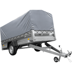 Einachsiger Federanhänger 264x125 UNITRAILER FORCE 264/R KIPP mit H-800 Rahmen und grauer Plane