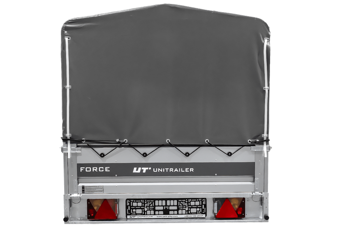 Ungebremster Anhänger 264x125 UNITRAILER FORCE 264 KIPP mit H-800 Spriegel und grauer Hochplane