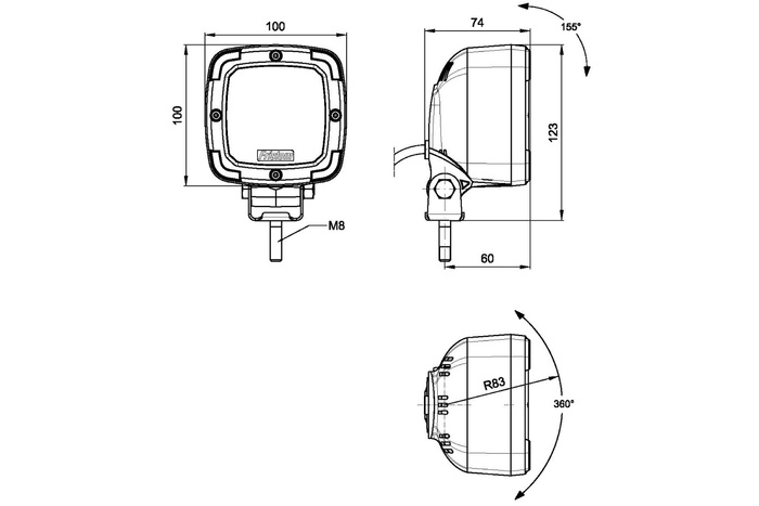 LED Arbeitsleuchte FRISTOM FT-361 9xLED 4100lm mit Halter