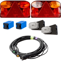 Lichtset: FRISTOM FT-088 Rückleuchten + ASPÖCK FLEXIPOINT I Seitenmarkierungsleuchten + MANTES 5,3m 13-PIN Kabelbaum