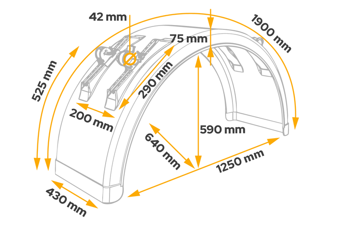 Kotflügel für Anhänger 19,5-22,5" DOMAR DK3075 Radlauf 1250/430mm mit Befestigungswinkeln