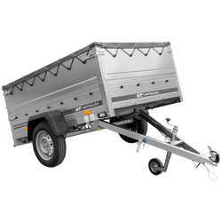 Leichter Anhänger 200x125 UNITRAILER GARDEN 201 KIPP mit BIS-Seitenwänden und grauer Plane