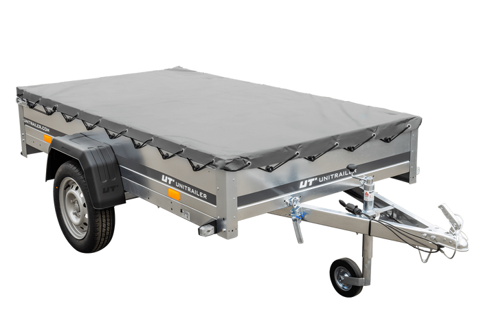 Anhänger Kipper Garden Trailer 230 KIPP [230 cm x 125 cm] mit Flachplane und Stützrad 750 kg