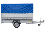 Leichter Anhänger auf Blattfedern 264x125 UNITRAILER FORCE 264/R KIPP mit BIS-Seitenwänden, H-800-Rahmen und blauer Plane