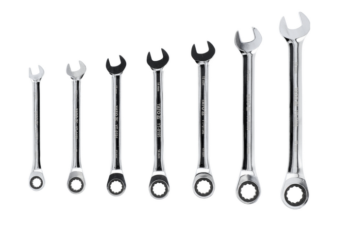 YATO YT-0208 Ratschen-Kombinationsschlüssel 10-19mm 7-teilig.