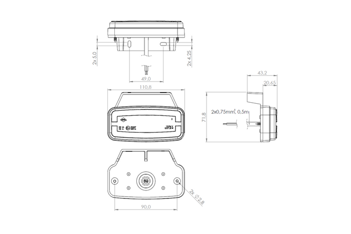 HORPOL LD 2764 LED-Universal-Markierungsleuchte, weiß, mit Halterung