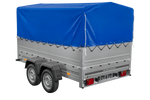 Leichter Anhänger 264x150 UNITRAILER GARDEN 265/2 KIPP mit BIS-Seitenwänden, H-800-Rahmen und blauer Plane