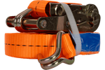 Satz aus vier UNITRAILER 10m/25mm/1t orangefarbenen Transportgurten mit Spannvorrichtung