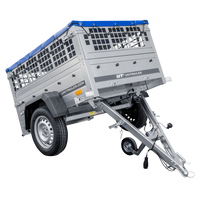 Kompakter Anhänger Garden Trailer 150 KIPP 150x106 cm 750 kg mit Laubgitteraufsatz