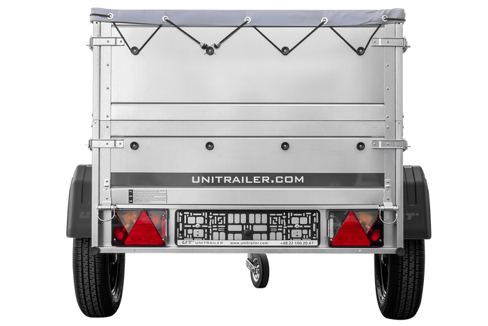 Pkw Anhänger Neu GARDEN TRAILER 150 KIPP mit zusätzlichen Bordwänden, Stützrad und grauer Flachplane