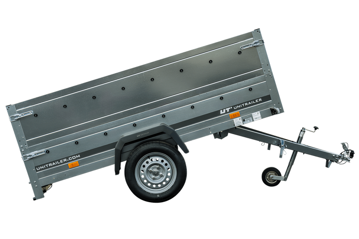 Pkw Anhänger Kipper 230x125 Garden Trailer 230 KIPP Unitrailer 750 kg mit Stützrad und zusätzlichen Bordwänden