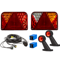 Lichtset: DOBPLAST DPT35 LED-Rückleuchten + FRISTOM FT-009 LED-Seitenmarkierungsleuchten + MANTES 4,5 m 7-poliger Kabelbaum