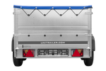 GARDEN TRAILER 264/2 KIPP Zweiachsanhänger mit Stützrad, Planenträgern, zus. Bordwänden und blauer Flachplane