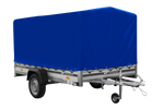 Autoanhänger mit Aluminiumseitenwänden 264x150 Unitrailer Garden 265 KIPP ALU mit H-1100 Rahmen und blauer Plane