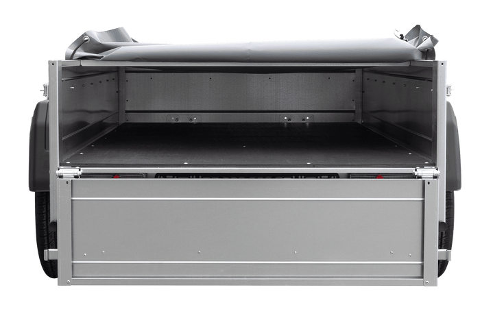 Gartenanhänger 200 Kipp mit Stützrad, H-0-Rahmen und grauer Plane