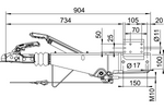 Auflaufvorrichtung AL-KO 251S mit AK270 Kupplung für einen 2600 kg Anhänger mit Vierkantdeichsel