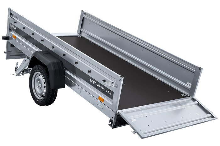 Anhänger 264x125 UNITRAILER FORCE 264 KIPP ungebremst mit H-1100 Rahmen und grauer Plane