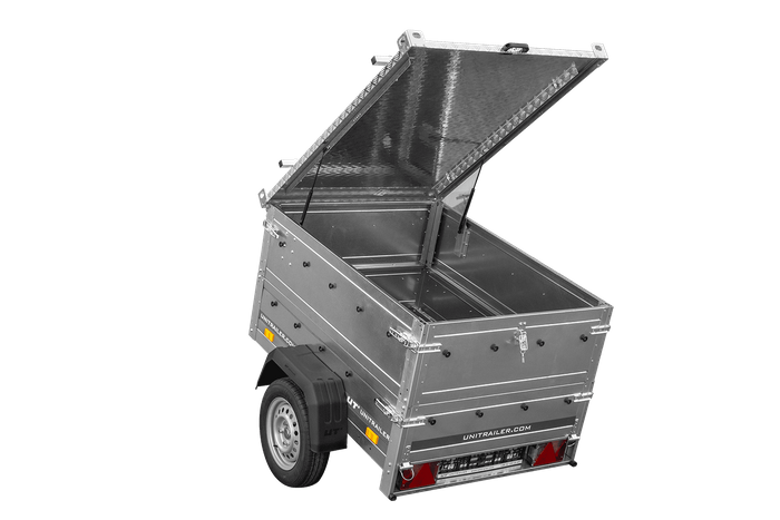 Einachsanhänger 150 x 106 UNITRAILER GARDEN 150 KIPP mit BIS-Bordwänden und Aluminium-Deckel