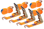 Satz aus vier UNITRAILER 8m/50mm/5t orangefarbenen Transportgurten mit Spanner