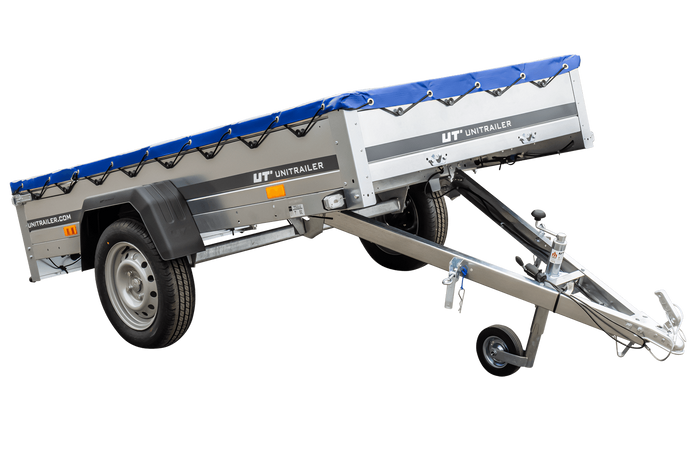 PKW-Anhänger 230x125 UNITRAILER GARDEN 230 KIPP mit blauer Abdeckung