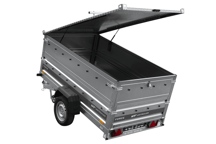 Autotransportanhänger 230x125 UNITRAILER FORCE 230 KIPP mit BIS-Seitenwänden und Aluminiumabdeckung