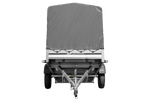 Autoanhänger mit Aluminiumseitenwänden 264x125 Unitrailer Garden 264 KIPP ALU mit H-1100 Rahmen und grauer Plane