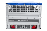 Einachsiger Anhänger auf Blattfedern 264x125 UNITRAILER FORCE 264/R KIPP mit Gitterseitenwänden, H-0-Rahmen und blauer Plane