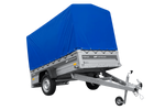 Leichter Anhänger 230x125 UNITRAILER FORCE 230 KIPP mit H-1100 Rahmen und blauer Plane