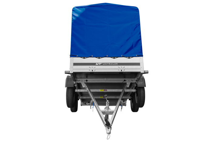 Zweiachsiger Anhänger 264x125 UNITRAILER GARDEN 264/2 KIPP mit H-1100 Rahmen und blauer Plane