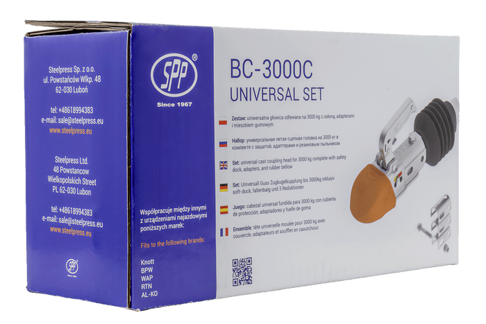 STEELPRESS BC-3000C-00-00+Z3 Kugelkopfkupplung für 3000kg Anhänger mit 35-50mm Rohrdeichsel, Gusseisen