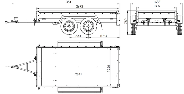 Zweiachsiger Anhänger mit Aluminiumseitenwänden 264x125 Unitrailer Garden 264/2 KIPP ALU