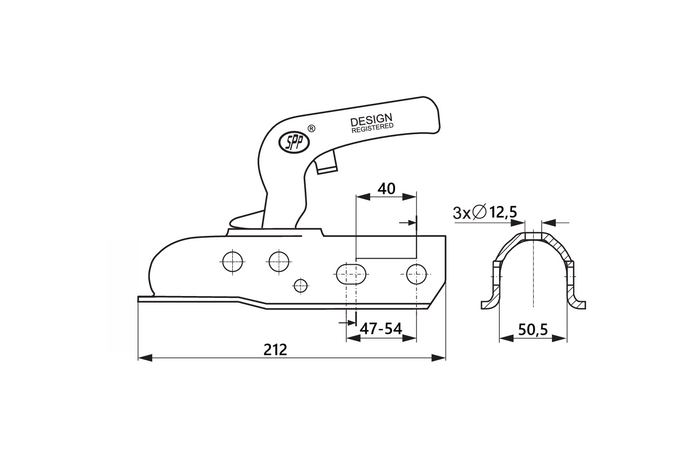 STEELPRESS ZSK-1700D Kugelkupplung für 1700 kg Anhänger mit 50 mm Rohrzugstange