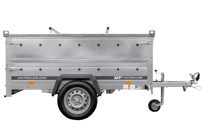 Leichtanhänger auf Federn 200x125 UNITRAILER GARDEN 201/R KIPP mit BIS-Seiten und Aluminiumabdeckung