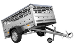 PKW-Anhänger auf Federn 200x125 UNITRAILER GARDEN 201/R KIPP mit Gitterwänden, H-0-Rahmen und grauer Plane