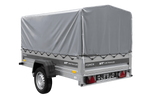 Einachsanhänger 230x125 UNITRAILER FORCE 230 KIPP mit H-800 Spriegel und grauer Hochplane