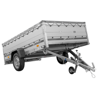 Einachsanhänger mit Aluminiumseitenwänden 264x150 Unitrailer Garden 265 KIPP ALU mit BIS-Seitenwänden, H-0-Rahmen und grauer Plane