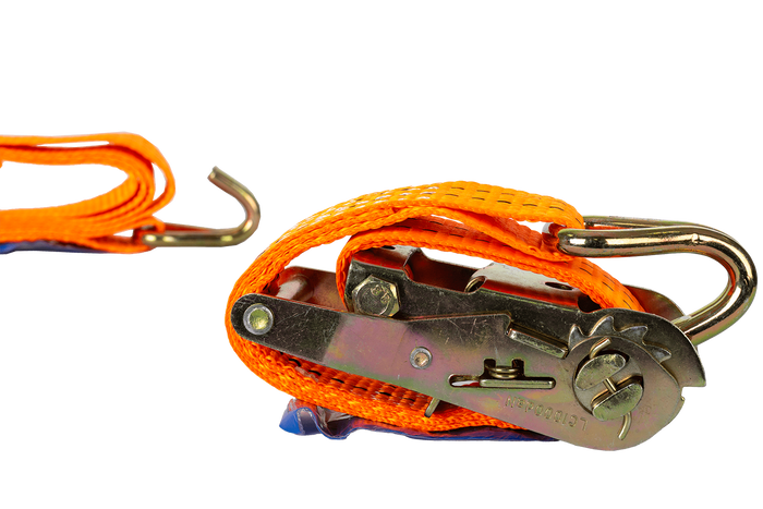 Satz aus vier UNITRAILER 2m/35mm/2t orangefarbenen Transportgurten mit Spanner