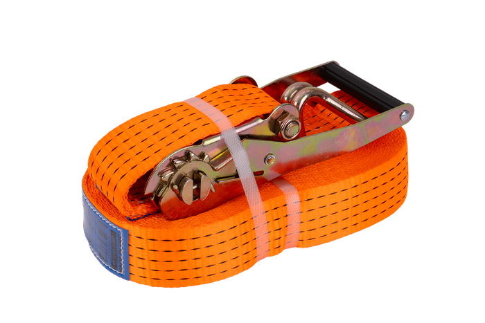 Satz aus vier UNITRAILER 15m/50mm/5t orangefarbenen Transportgurten mit Spannvorrichtung