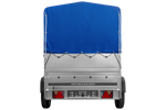 Einachsanhänger 200x125 UNITRAILER GARDEN 201 KIPP mit BIS-Seitenwänden, H-800-Rahmen und blauer Plane
