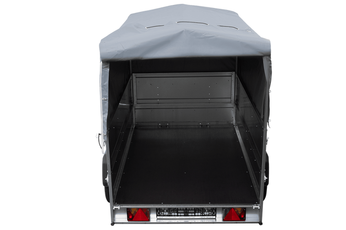 Leichtanhänger auf Federn 200x125 UNITRAILER GARDEN 201/R KIPP mit BIS-Seiten, H-800-Rahmen und grauer Plane