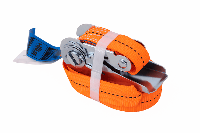 Satz aus vier HERMON 5m/25mm/1t einteiligen Gurten mit Spanner