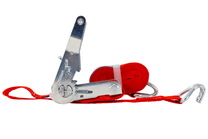 Satz mit vier UNITRAILER-Transportgurten mit Spannvorrichtung, 4 m/25 mm/1 t, rot