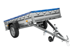 Einachsanhänger mit Aluminiumseitenwänden 230x125 Unitrailer Garden 230 KIPP ALU mit H-0-Rahmen und blauer Plane
