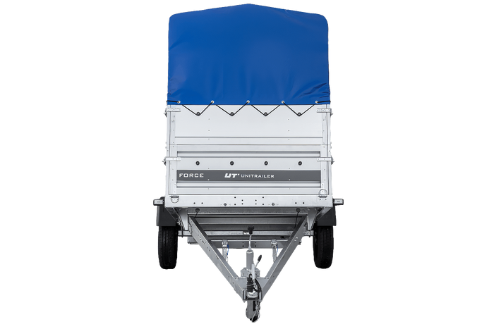 Autotransportanhänger 264x125 UNITRAILER FORCE 264 KIPP mit BIS-Seitenwänden, H-800-Rahmen und blauer Plane