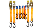 Satz aus vier UNITRAILER 4m/25mm/0,68t orangefarbenen Transportgurten mit Spannvorrichtung