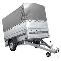 Einachsiger Federanhänger 230x125 UNITRAILER FORCE 230/R KIPP mit BIS-Seitenwänden, H-800-Rahmen und grauer Plane