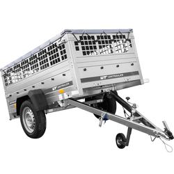 Pkw Planenanhänger GARDEN TRAILER 200 KIPP mit Laubgitteraufsatz, Stützrad, Flachplane und Planenträger